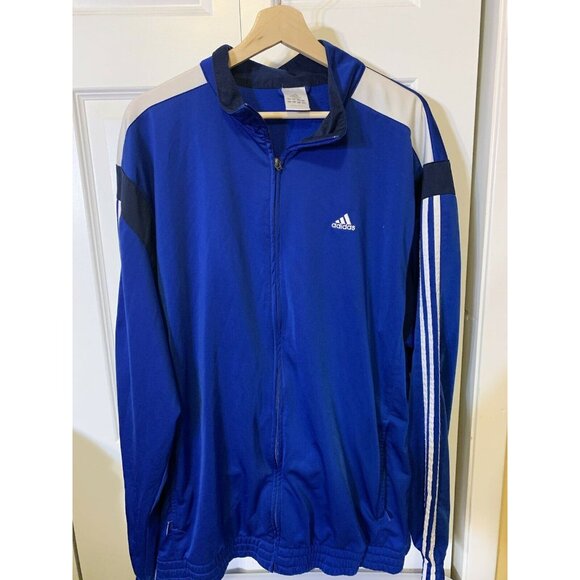 VINTAGE Adidas Full Zip Track Jacket Men’s Sz XL Blue‎ White Hip Hop 90s - Picture 7 of 8